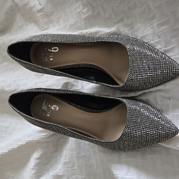Mix No6 Danyah Elegant Glitter Silver Women's Heels Pumps Stiletto Heels Formal - Picture 4 of 10